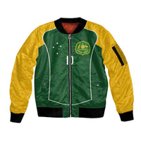 Custom Australia Football Sleeve Zip Bomber Jacket Aboriginal Pattern Sporty Style-Green Color - Wonder Print Shop