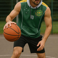 Custom Australia Football Sleeveless Hoodie Aboriginal Pattern Sporty Style-Green Color - Wonder Print Shop