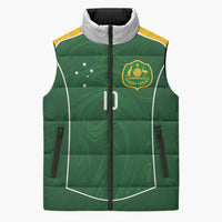 Custom Australia Football Sleeveless Puffer Jacket Aboriginal Pattern Sporty Style-Green Color - Wonder Print Shop