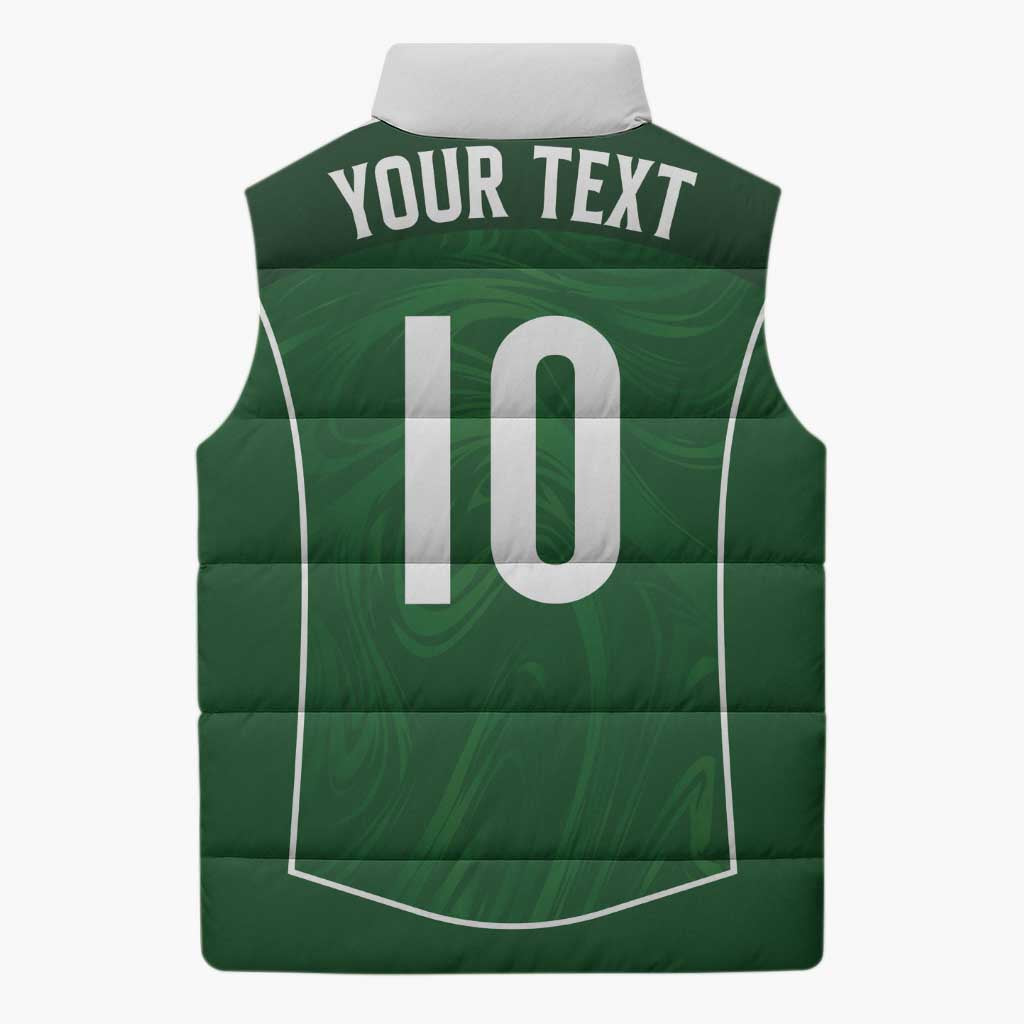 Custom Australia Football Sleeveless Puffer Jacket Aboriginal Pattern Sporty Style-Green Color - Wonder Print Shop
