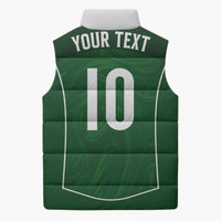 Custom Australia Football Sleeveless Puffer Jacket Aboriginal Pattern Sporty Style-Green Color - Wonder Print Shop