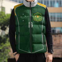 Custom Australia Football Sleeveless Puffer Jacket Aboriginal Pattern Sporty Style-Green Color - Wonder Print Shop