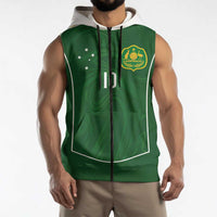Custom Australia Football Sleeveless Zip Hoodie Aboriginal Pattern Sporty Style-Green Color - Wonder Print Shop