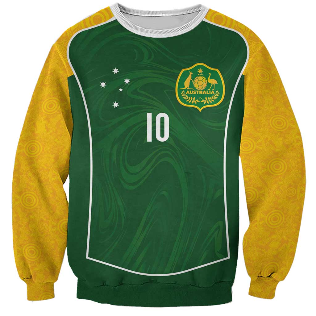 Custom Australia Football Sweatshirt Aboriginal Pattern Sporty Style-Green Color - Wonder Print Shop