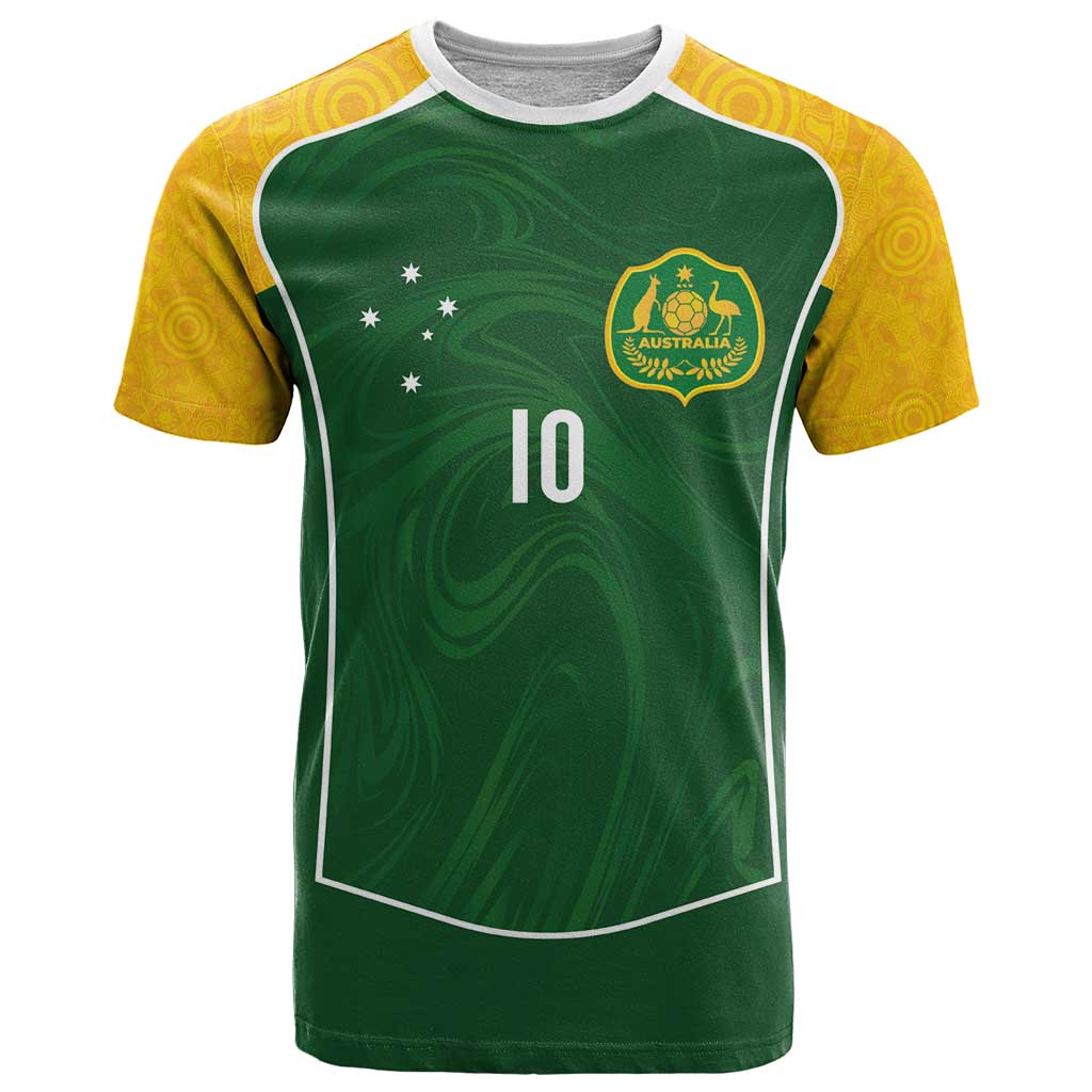 Custom Australia Football T Shirt Aboriginal Pattern Sporty Style-Green Color - Wonder Print Shop