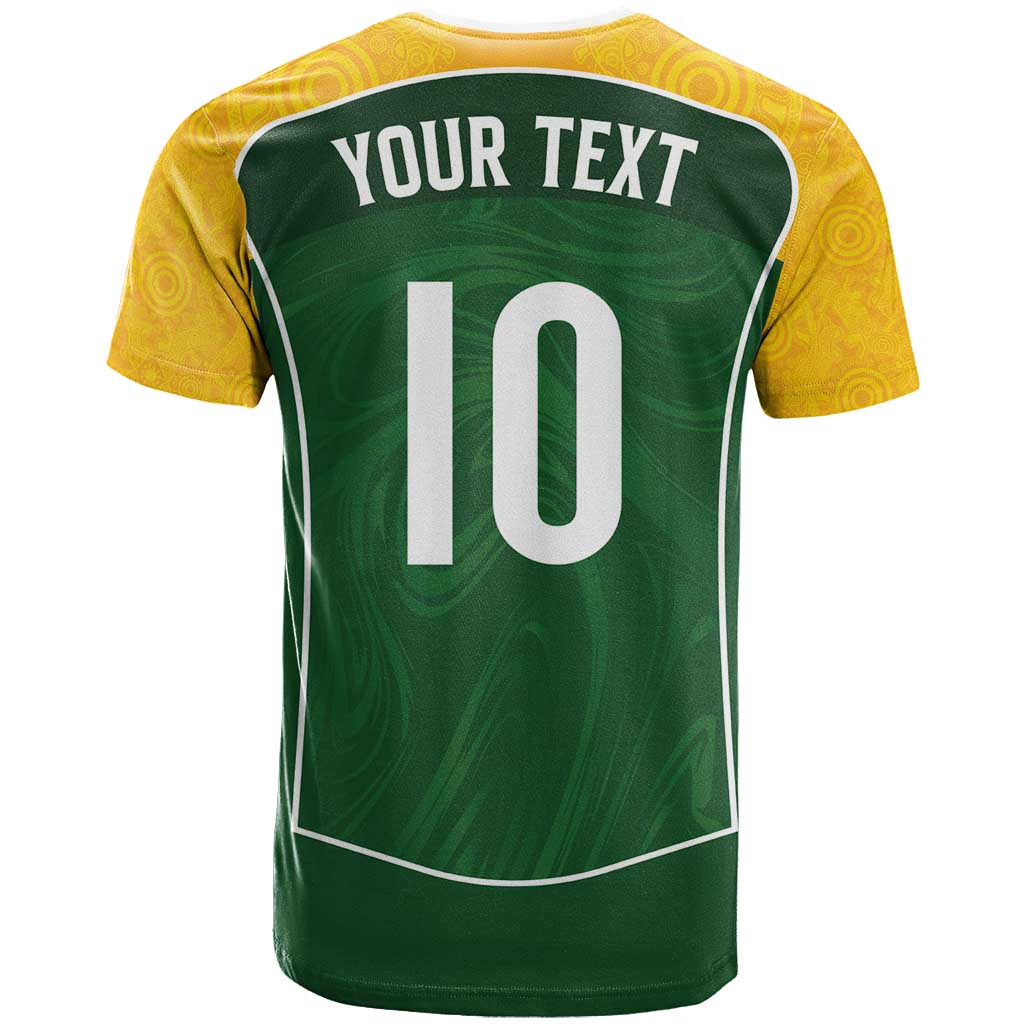 Custom Australia Football T Shirt Aboriginal Pattern Sporty Style-Green Color - Wonder Print Shop