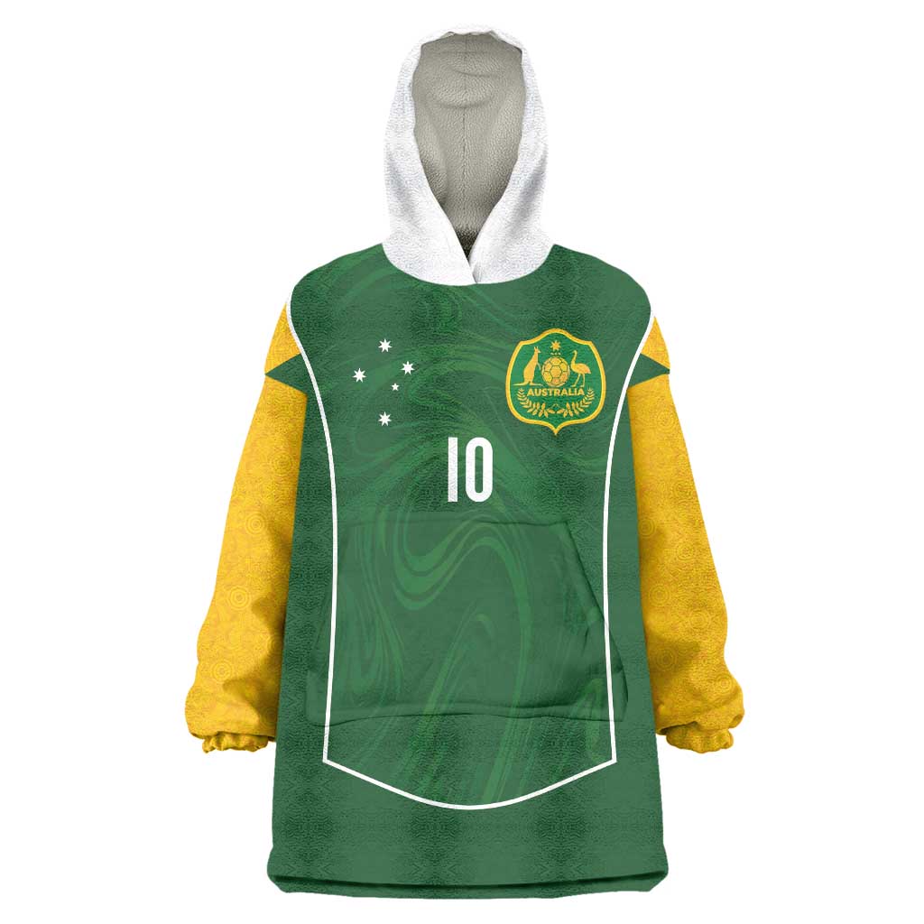 Custom Australia Football Wearable Blanket Hoodie Aboriginal Pattern Sporty Style-Green Color - Wonder Print Shop