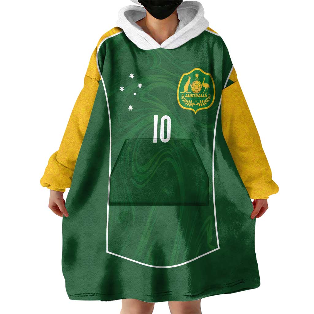 Custom Australia Football Wearable Blanket Hoodie Aboriginal Pattern Sporty Style-Green Color - Wonder Print Shop