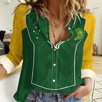 Custom Australia Football Women Casual Shirt Aboriginal Pattern Sporty Style-Green Color - Wonder Print Shop