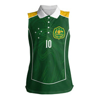 Custom Australia Football Women Sleeveless Polo Shirt Aboriginal Pattern Sporty Style-Green Color - Wonder Print Shop