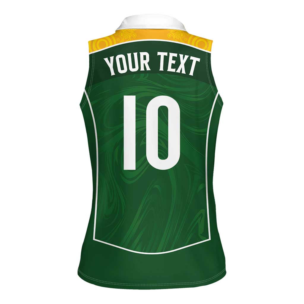 Custom Australia Football Women Sleeveless Polo Shirt Aboriginal Pattern Sporty Style-Green Color - Wonder Print Shop