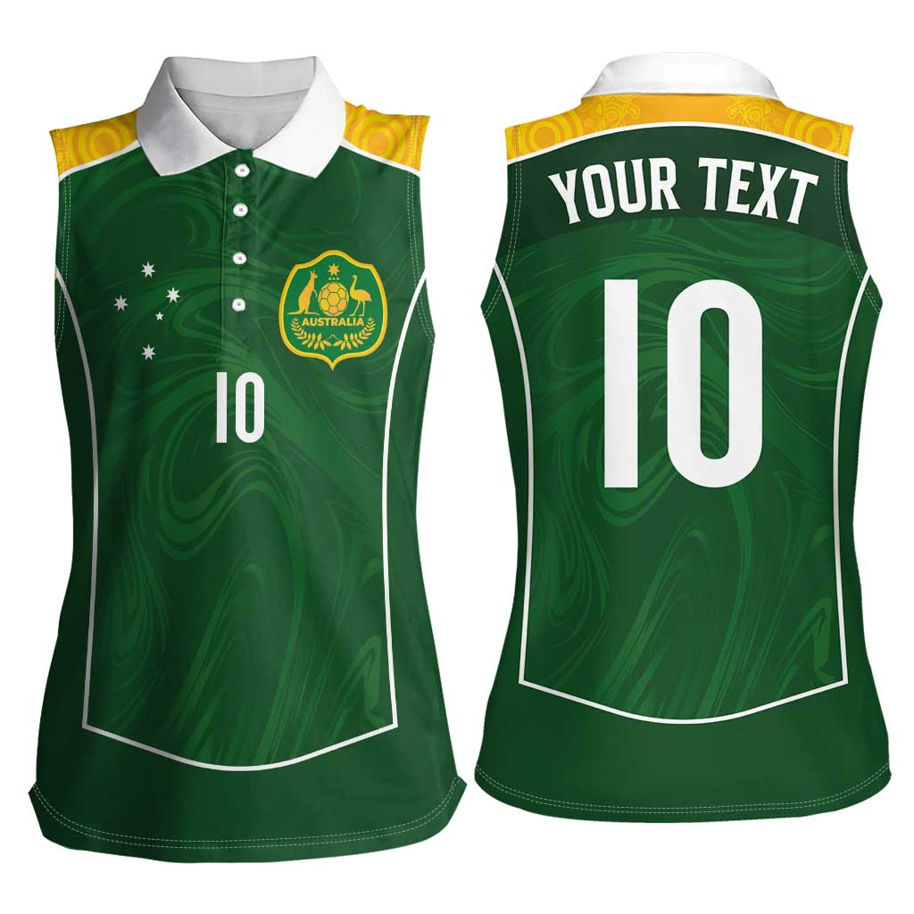 Custom Australia Football Women Sleeveless Polo Shirt Aboriginal Pattern Sporty Style-Green Color - Wonder Print Shop