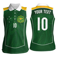 Custom Australia Football Women Sleeveless Polo Shirt Aboriginal Pattern Sporty Style-Green Color - Wonder Print Shop