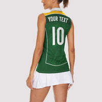 Custom Australia Football Women Sleeveless Polo Shirt Aboriginal Pattern Sporty Style-Green Color - Wonder Print Shop