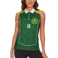 Custom Australia Football Women Sleeveless Polo Shirt Aboriginal Pattern Sporty Style-Green Color - Wonder Print Shop