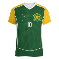 Custom Australia Football Women V-Neck T-Shirt Aboriginal Pattern Sporty Style-Green Color - Wonder Print Shop