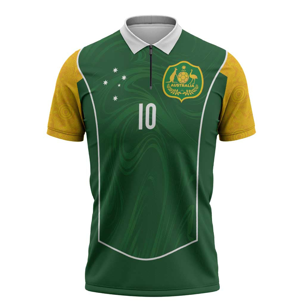 Custom Australia Football Zipper Polo Shirt Aboriginal Pattern Sporty Style-Green Color - Wonder Print Shop
