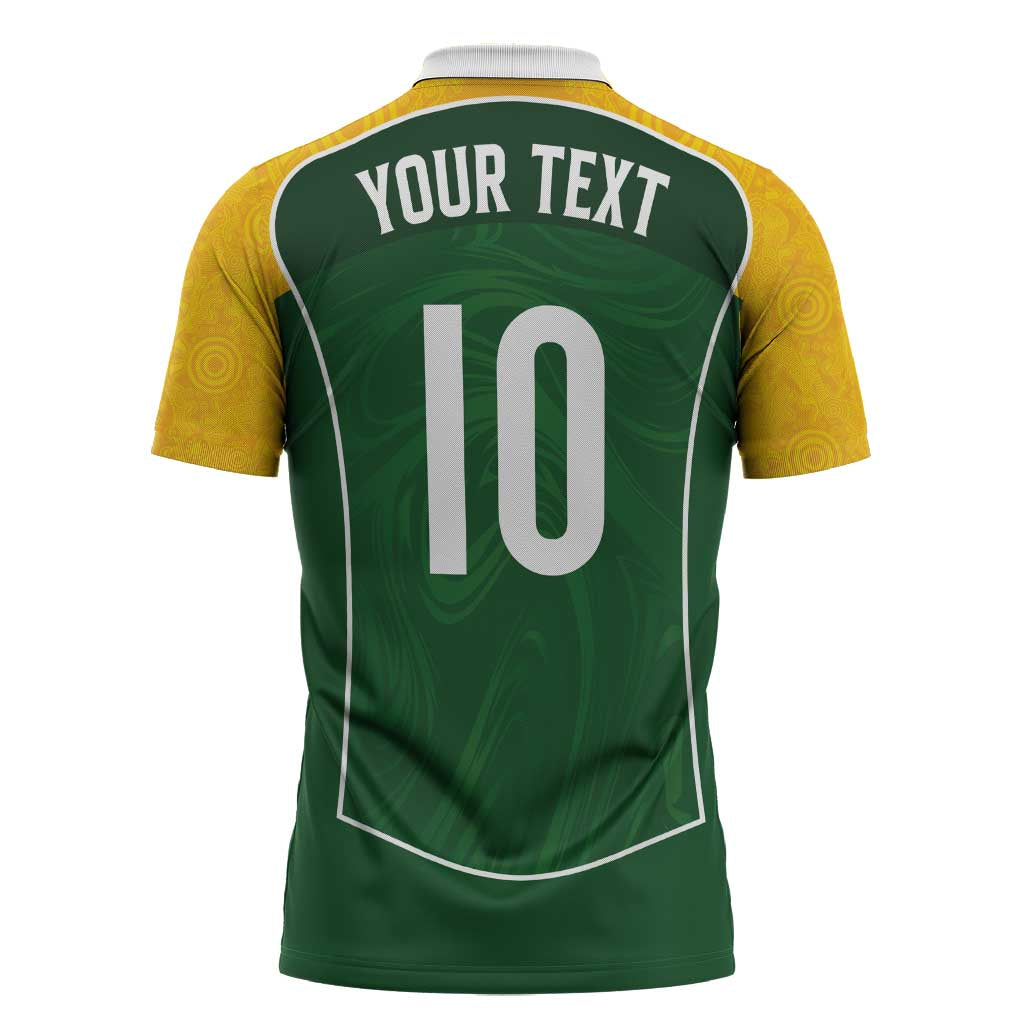 Custom Australia Football Zipper Polo Shirt Aboriginal Pattern Sporty Style-Green Color - Wonder Print Shop