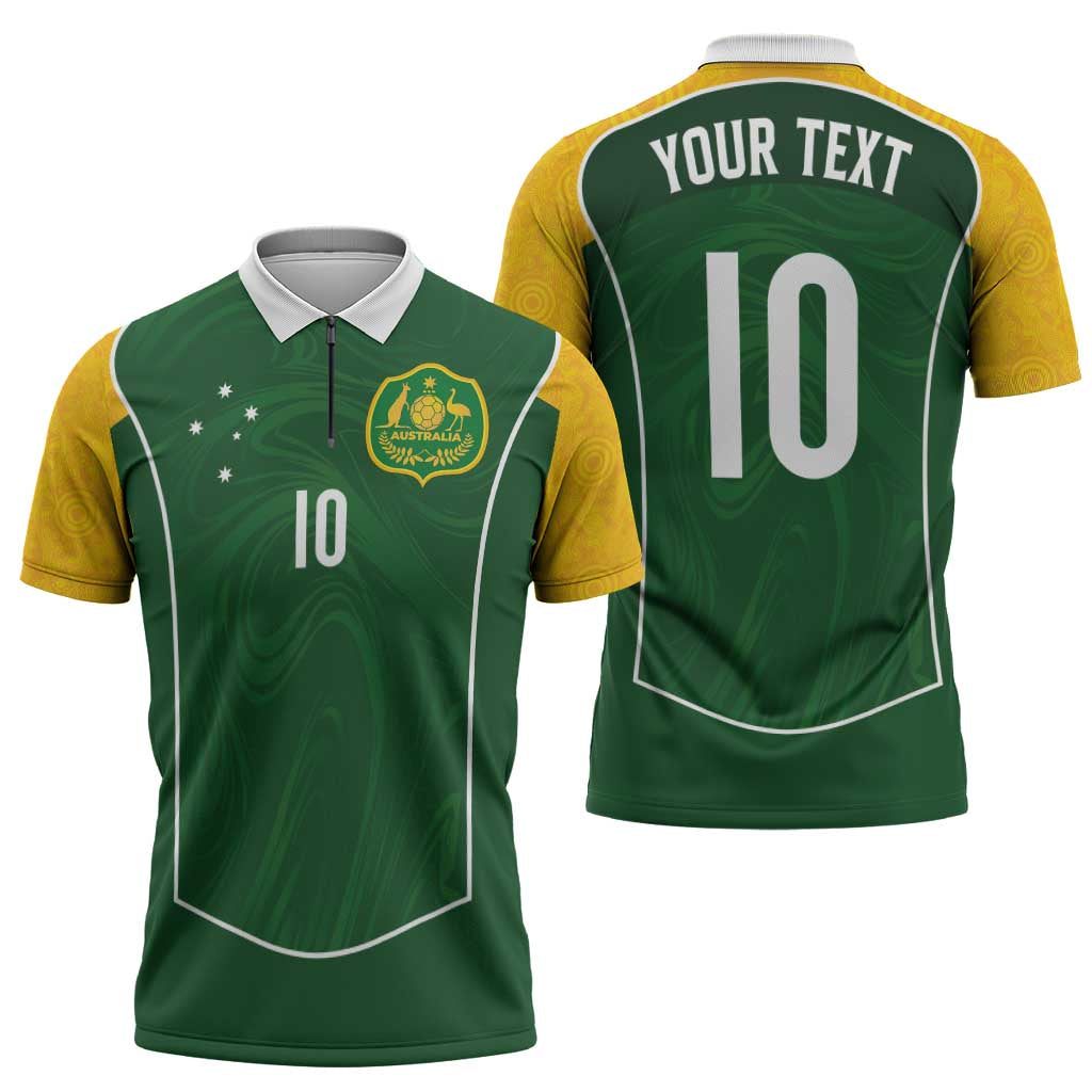 Custom Australia Football Zipper Polo Shirt Aboriginal Pattern Sporty Style-Green Color - Wonder Print Shop