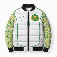 Custom Australia Football Bomber Puffer Jacket Aboriginal Pattern Sporty Style-White Color - Wonder Print Shop