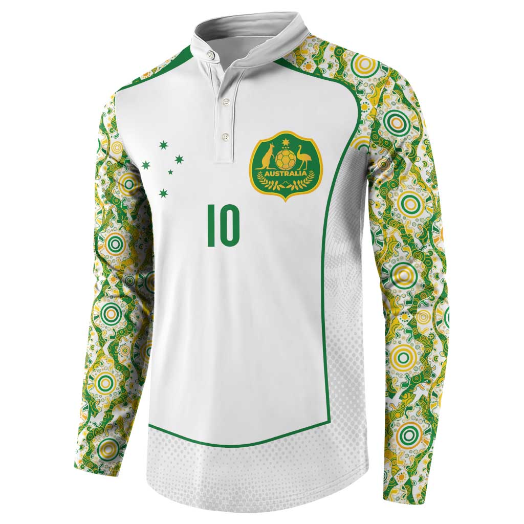 Custom Australia Football Button Sweatshirt Aboriginal Pattern Sporty Style-White Color - Wonder Print Shop