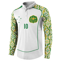 Custom Australia Football Button Sweatshirt Aboriginal Pattern Sporty Style-White Color - Wonder Print Shop