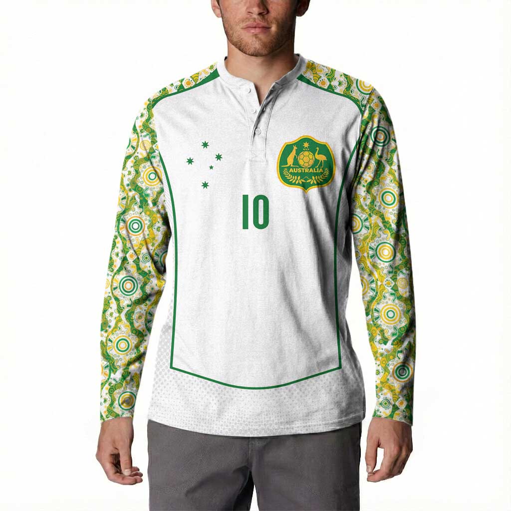 Custom Australia Football Button Sweatshirt Aboriginal Pattern Sporty Style-White Color - Wonder Print Shop