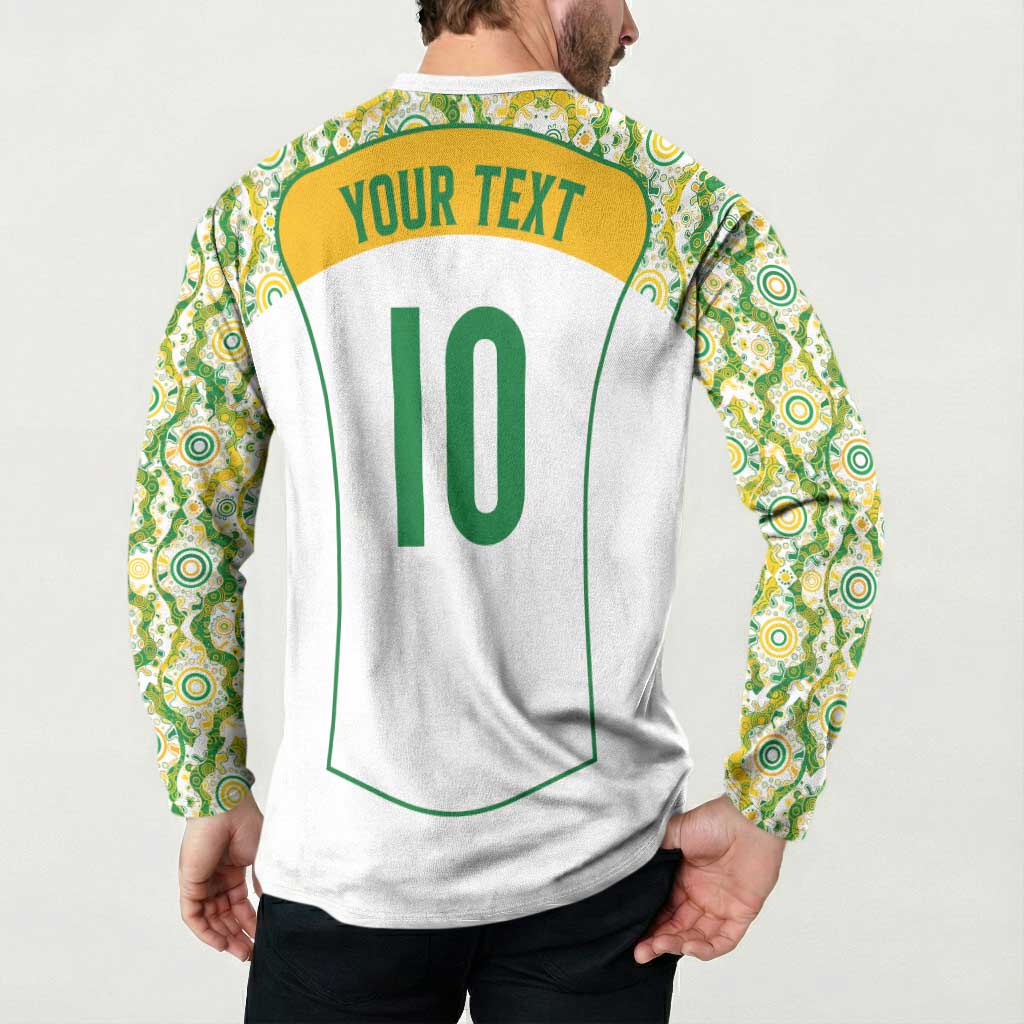 Custom Australia Football Button Sweatshirt Aboriginal Pattern Sporty Style-White Color - Wonder Print Shop