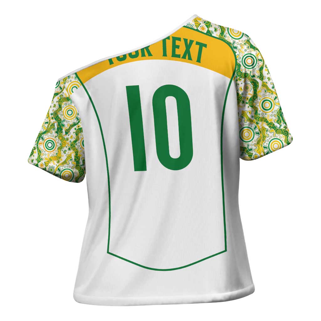Custom Australia Football Cross Shoulder Shirt Aboriginal Pattern Sporty Style-White Color - Wonder Print Shop