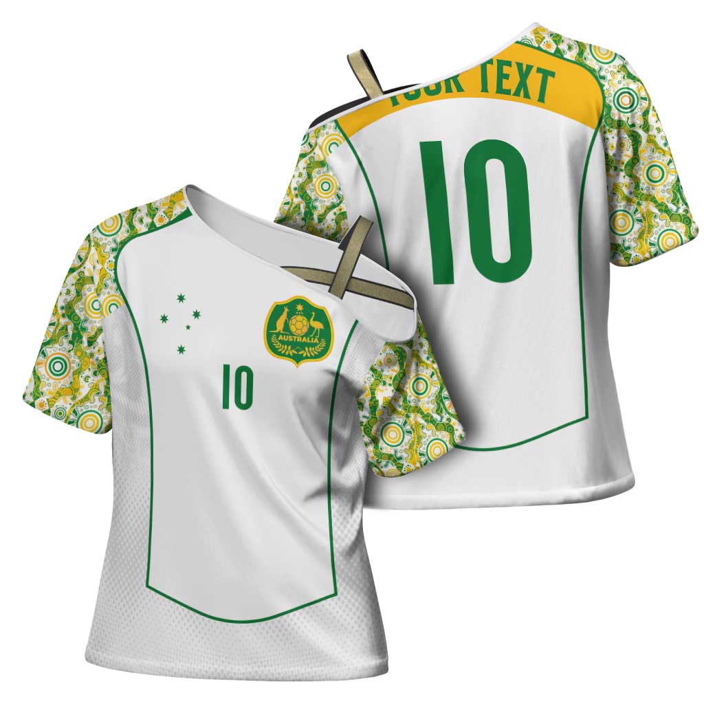 Custom Australia Football Cross Shoulder Shirt Aboriginal Pattern Sporty Style-White Color - Wonder Print Shop
