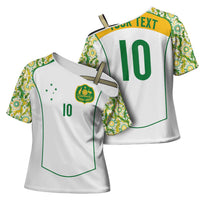 Custom Australia Football Cross Shoulder Shirt Aboriginal Pattern Sporty Style-White Color - Wonder Print Shop