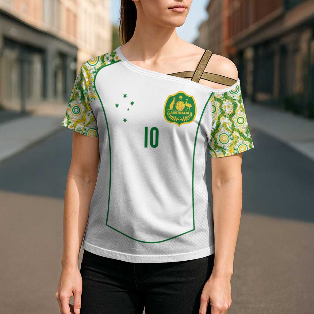 Custom Australia Football Cross Shoulder Shirt Aboriginal Pattern Sporty Style-White Color - Wonder Print Shop