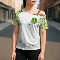 Custom Australia Football Cross Shoulder Shirt Aboriginal Pattern Sporty Style-White Color - Wonder Print Shop