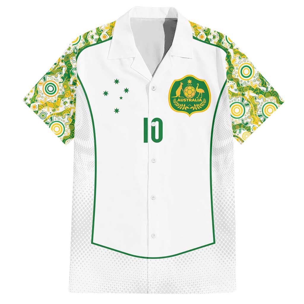 Custom Australia Football Hawaiian Shirt Aboriginal Pattern Sporty Style-White Color - Wonder Print Shop