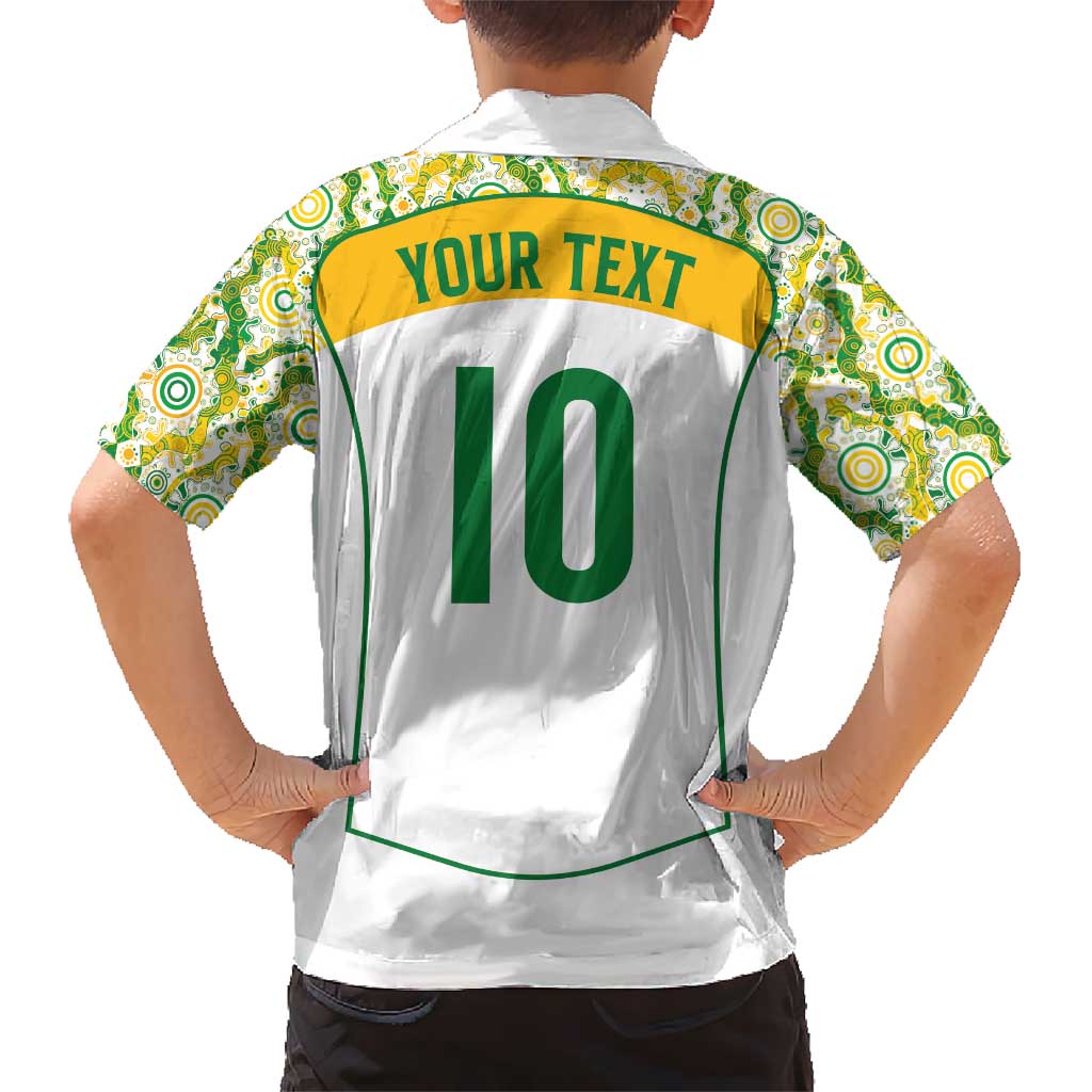 Custom Australia Football Kid Hawaiian Shirt Aboriginal Pattern Sporty Style-White Color - Wonder Print Shop