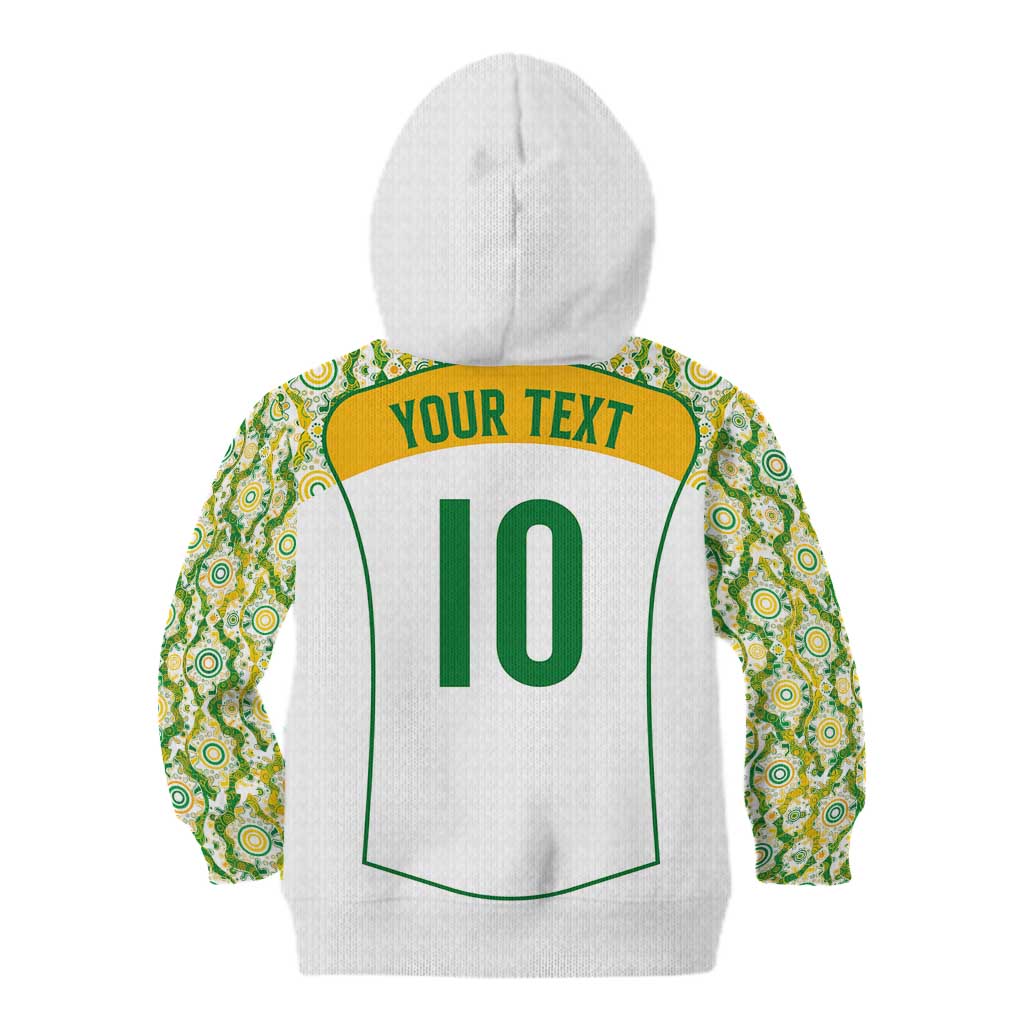 Custom Australia Football Kid Hoodie Aboriginal Pattern Sporty Style-White Color - Wonder Print Shop