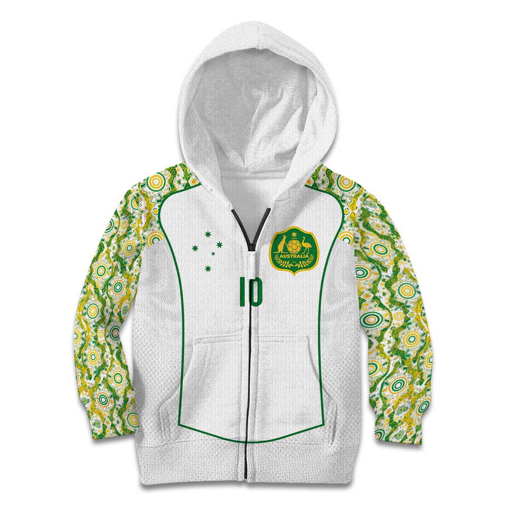 Custom Australia Football Kid Hoodie Aboriginal Pattern Sporty Style-White Color - Wonder Print Shop