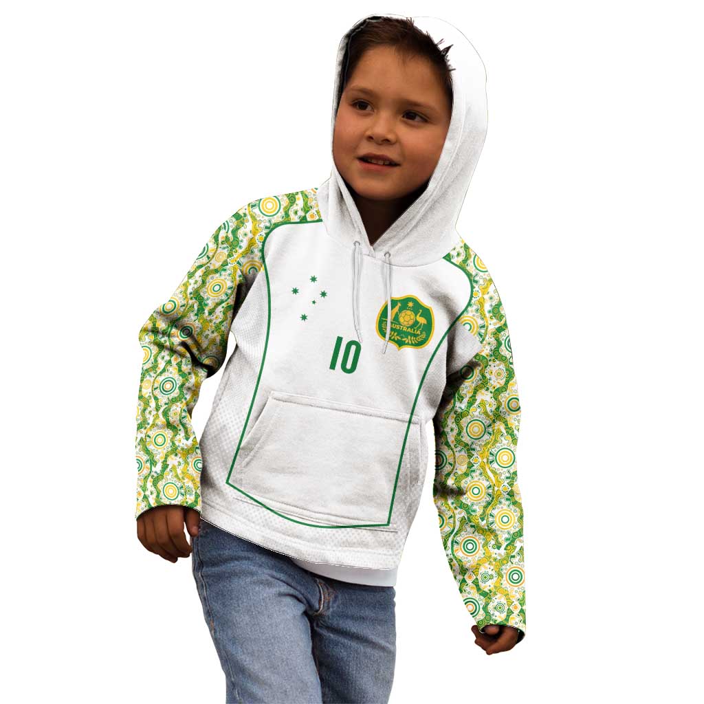 Custom Australia Football Kid Hoodie Aboriginal Pattern Sporty Style-White Color - Wonder Print Shop