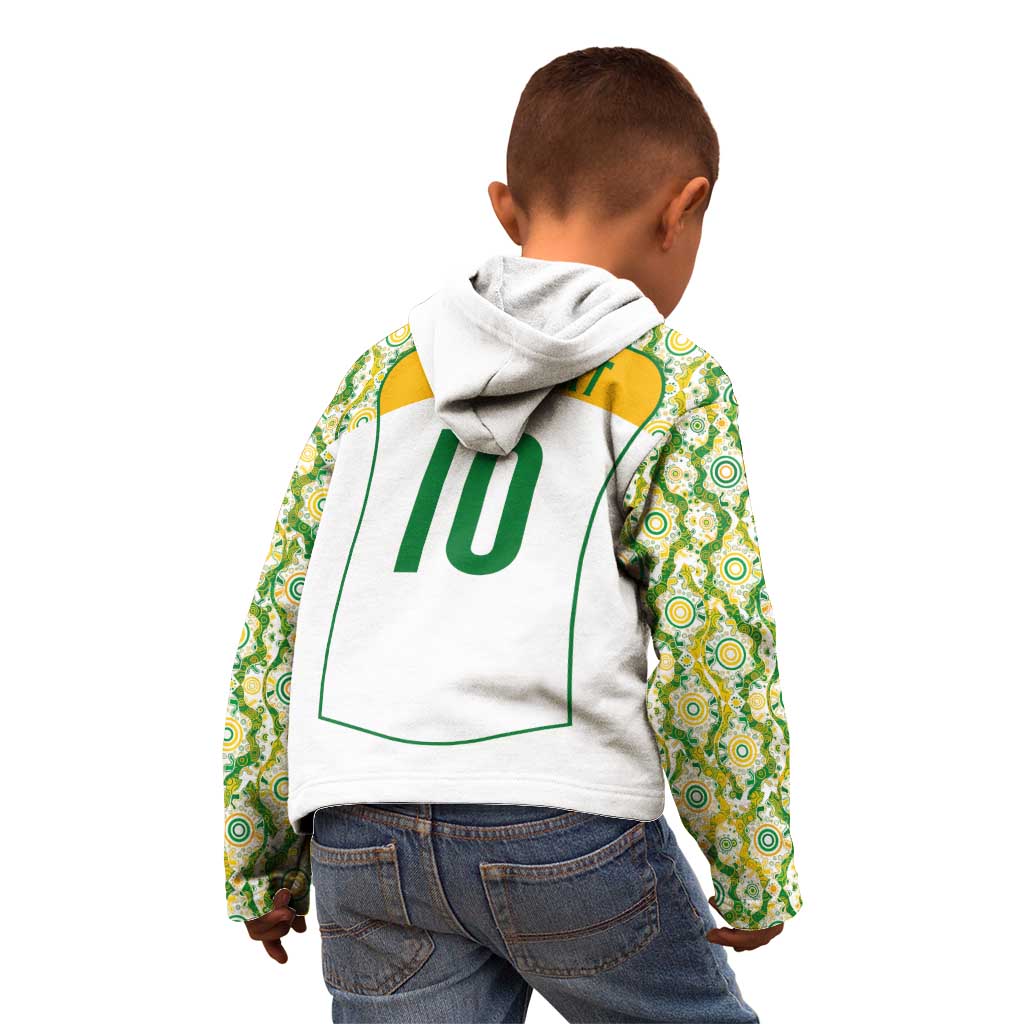 Custom Australia Football Kid Hoodie Aboriginal Pattern Sporty Style-White Color - Wonder Print Shop