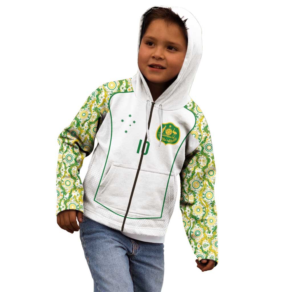Custom Australia Football Kid Hoodie Aboriginal Pattern Sporty Style-White Color - Wonder Print Shop