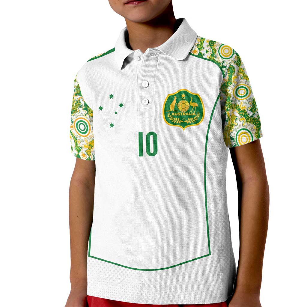 Custom Australia Football Kid Polo Shirt Aboriginal Pattern Sporty Style-White Color - Wonder Print Shop