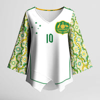 Custom Australia Football Kimono Sleeve Blouse Aboriginal Pattern Sporty Style-White Color - Wonder Print Shop