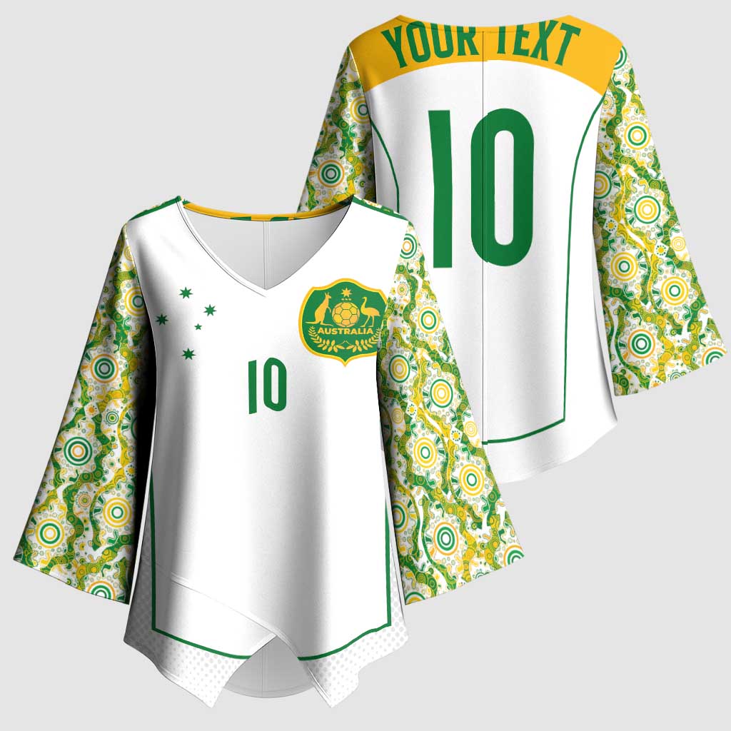 Custom Australia Football Kimono Sleeve Blouse Aboriginal Pattern Sporty Style-White Color - Wonder Print Shop