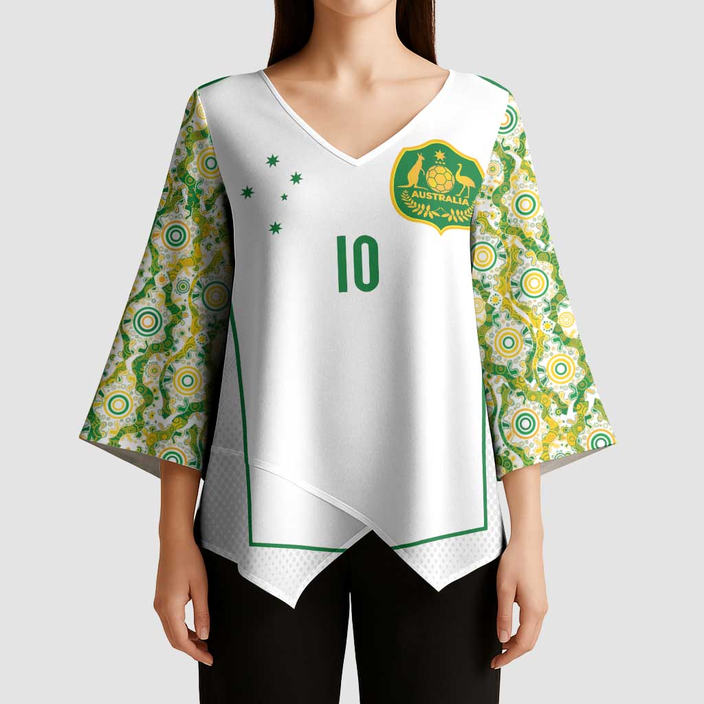 Custom Australia Football Kimono Sleeve Blouse Aboriginal Pattern Sporty Style-White Color - Wonder Print Shop