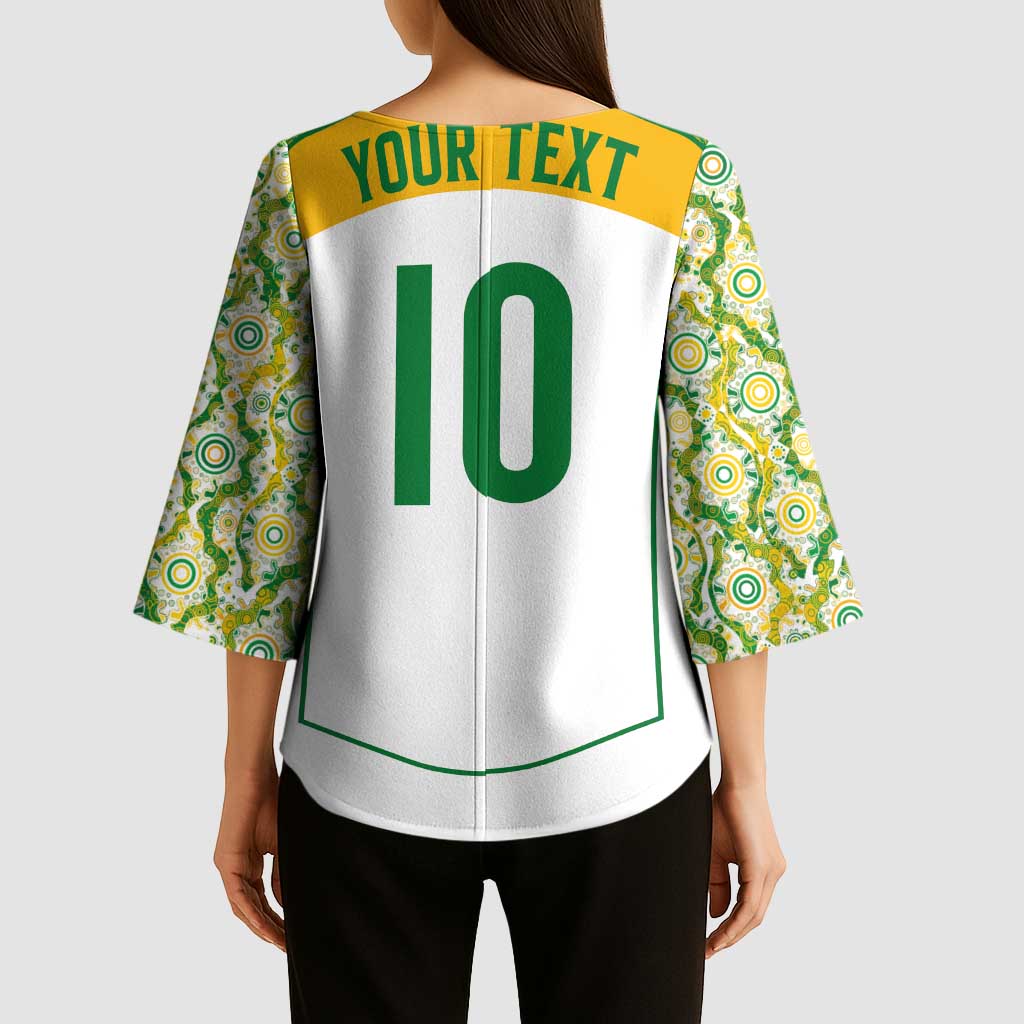 Custom Australia Football Kimono Sleeve Blouse Aboriginal Pattern Sporty Style-White Color - Wonder Print Shop