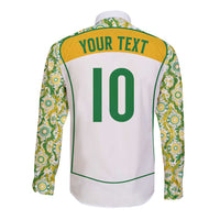 Custom Australia Football Long Sleeve Button Shirt Aboriginal Pattern Sporty Style-White Color - Wonder Print Shop