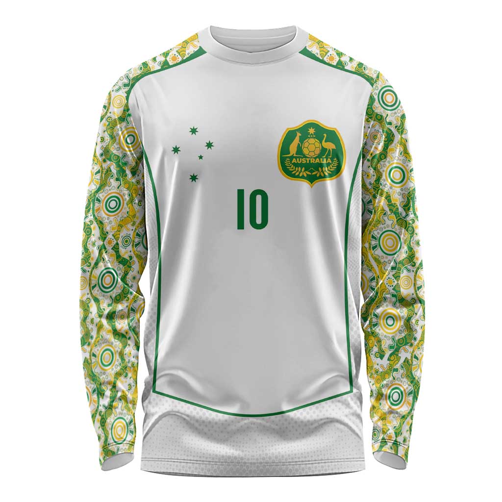 Custom Australia Football Long Sleeve Shirt Aboriginal Pattern Sporty Style-White Color - Wonder Print Shop