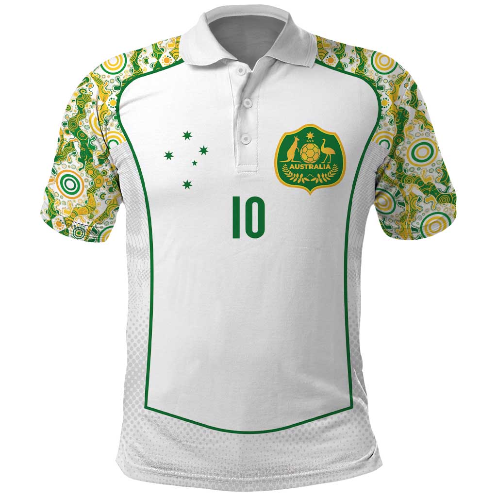 Custom Australia Football Polo Shirt Aboriginal Pattern Sporty Style-White Color - Wonder Print Shop