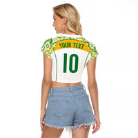 Custom Australia Football Raglan Cropped T Shirt Aboriginal Pattern Sporty Style-White Color - Wonder Print Shop