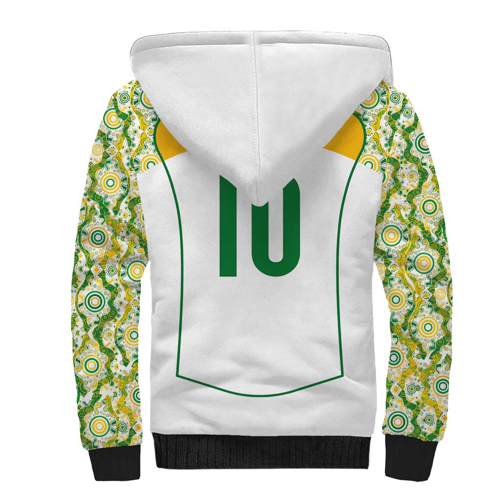 Custom Australia Football Sherpa Hoodie Aboriginal Pattern Sporty Style-White Color - Wonder Print Shop